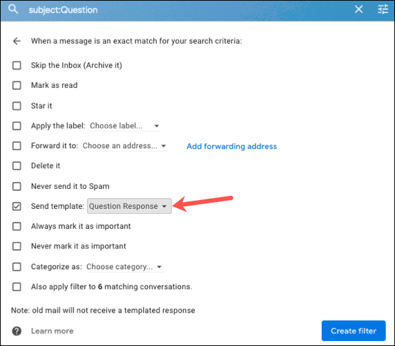 FilterActions-GmailSendAutomaticEmail كيفية إرسال رسائل بريد إلكتروني للرد التلقائي في Gmail