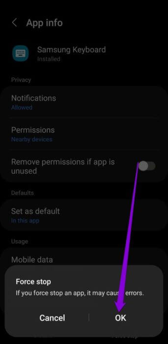 Force-Stop-Samsung-Keyboard-500x1024-1 أفضل 7 طرق لإصلاح عدم عمل لوحة مفاتيح Samsung على هواتف Galaxy