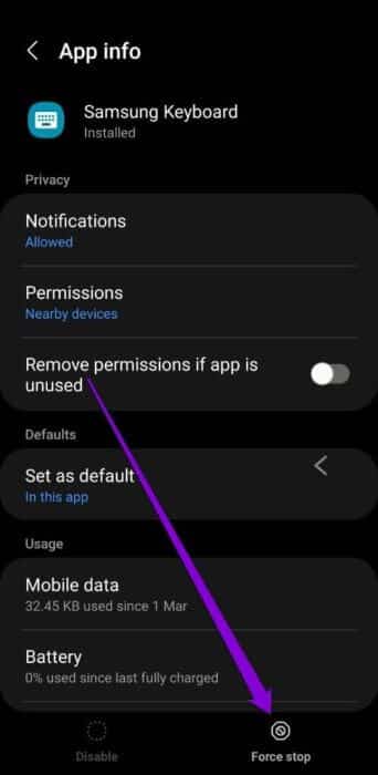Force-Stop-Samsung-Keyboard-App-500x1024-1 أفضل 7 طرق لإصلاح عدم عمل لوحة مفاتيح Samsung على هواتف Galaxy