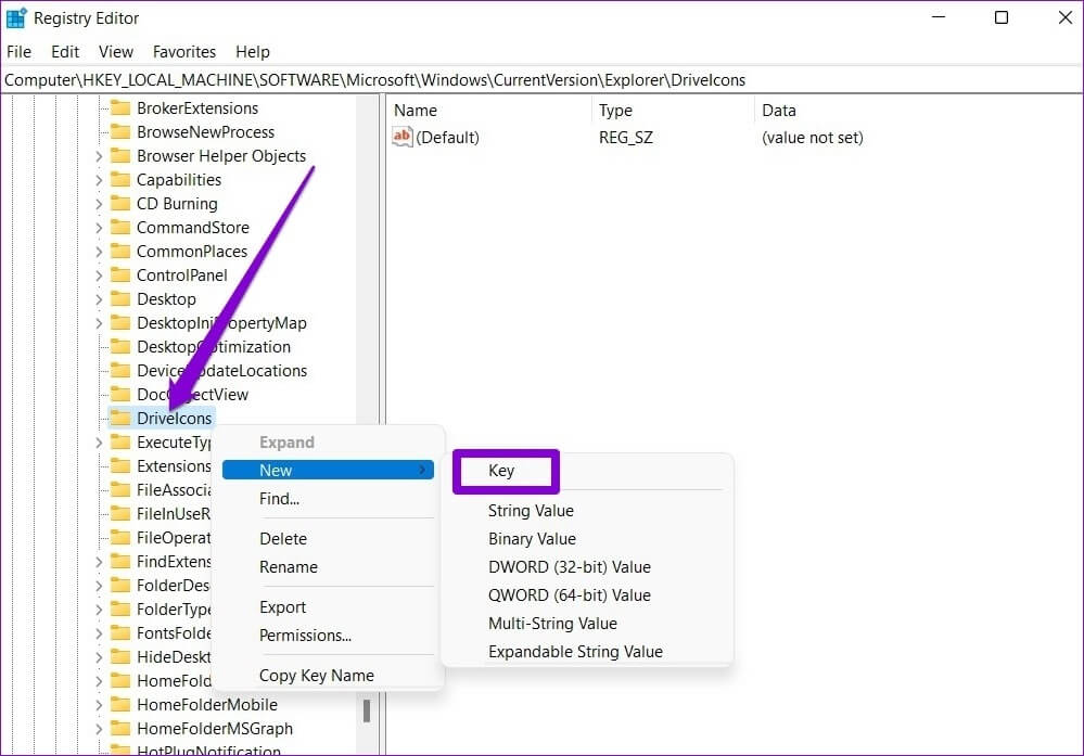 New-Registry-Key كيفية تغيير الأيقونات على Windows 11
