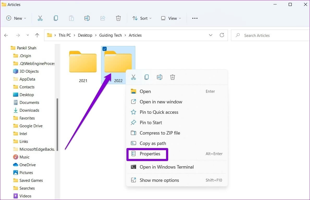 Open-Folder-Properties-on-Windows-11 كيفية تغيير الأيقونات على Windows 11