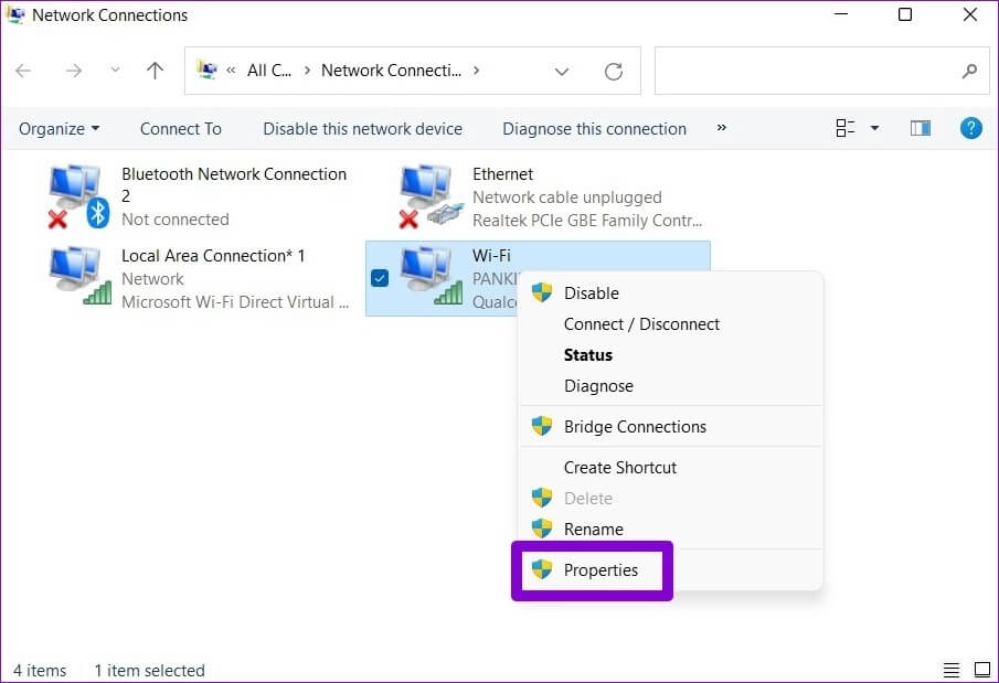 Open-Network-Properties-2 أفضل 8 طرق لإصلاح خطأ "تم قطع اتصالك" على Chrome