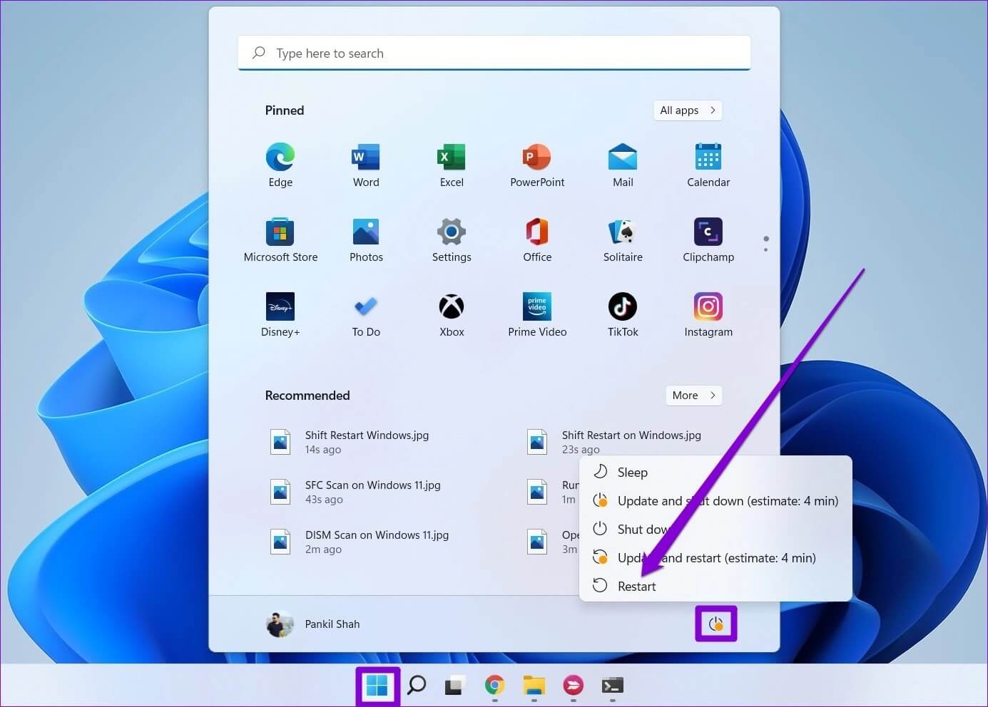 Restart-in-Safe-Mode أفضل 5 طرق لإصلاح خطأ "عثرت حماية موارد Windows على ملفات تالفة" على Windows 11