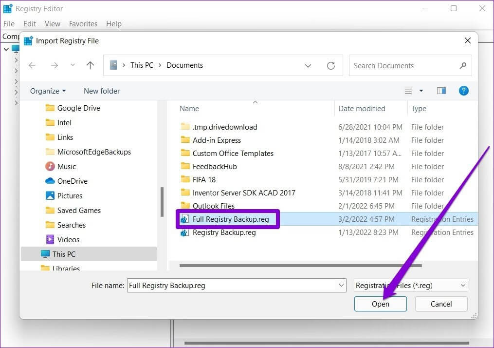 Restore-Registry-Files-on-Windows-11 كيفية عمل نسخة احتياطية من السجل واستعادته في Windows 11
