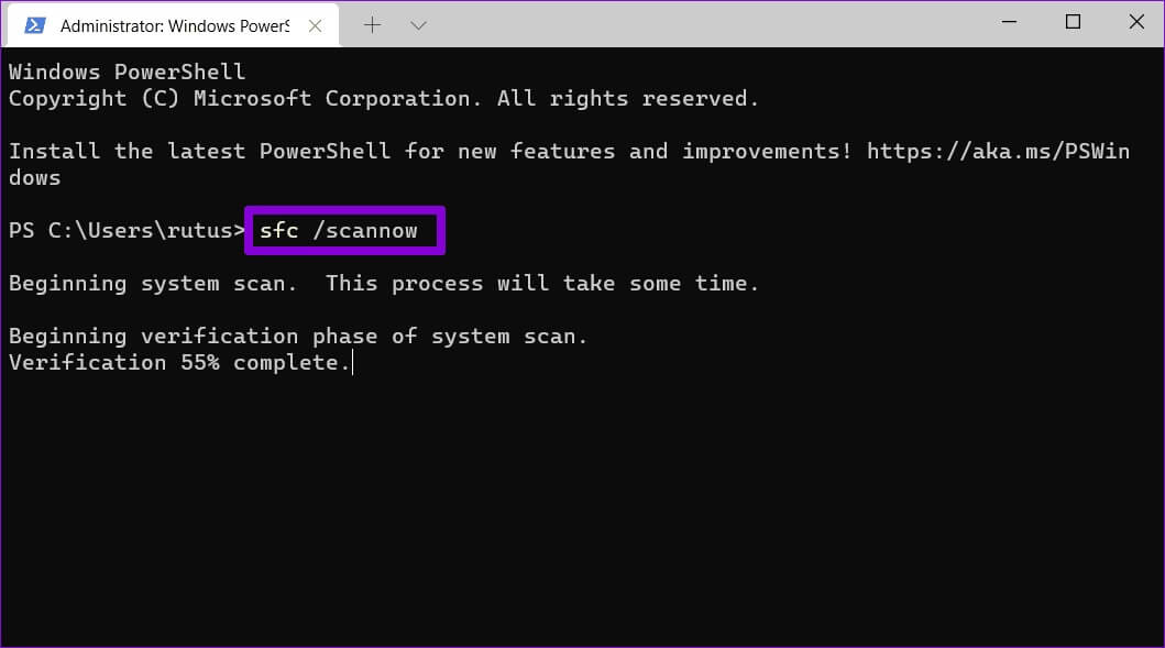 Run-SFC-Scan-1 أفضل 7 طرق لإصلاح فشل مزامنة الوقت على Windows 11