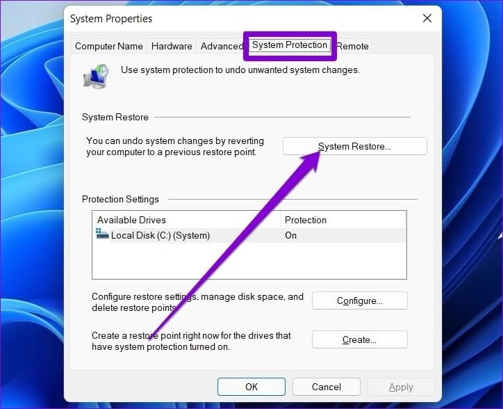System-Restore-Window-2 أفضل 5 طرق لإصلاح خطأ "عثرت حماية موارد Windows على ملفات تالفة" على Windows 11