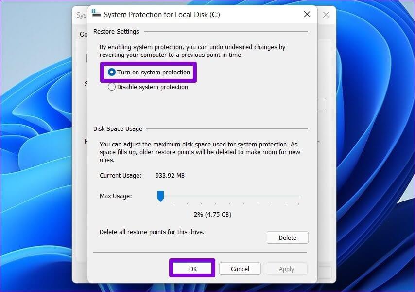 Turn-on-System-Protection-on-Windows-11 كيفية عمل نسخة احتياطية من السجل واستعادته في Windows 11