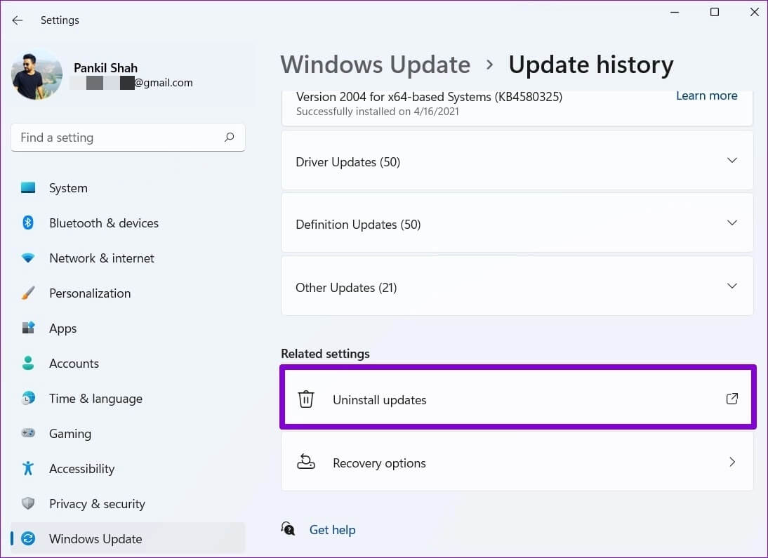 Uninstall-Windows-Updates-1 أفضل 5 طرق لإصلاح خطأ "عثرت حماية موارد Windows على ملفات تالفة" على Windows 11