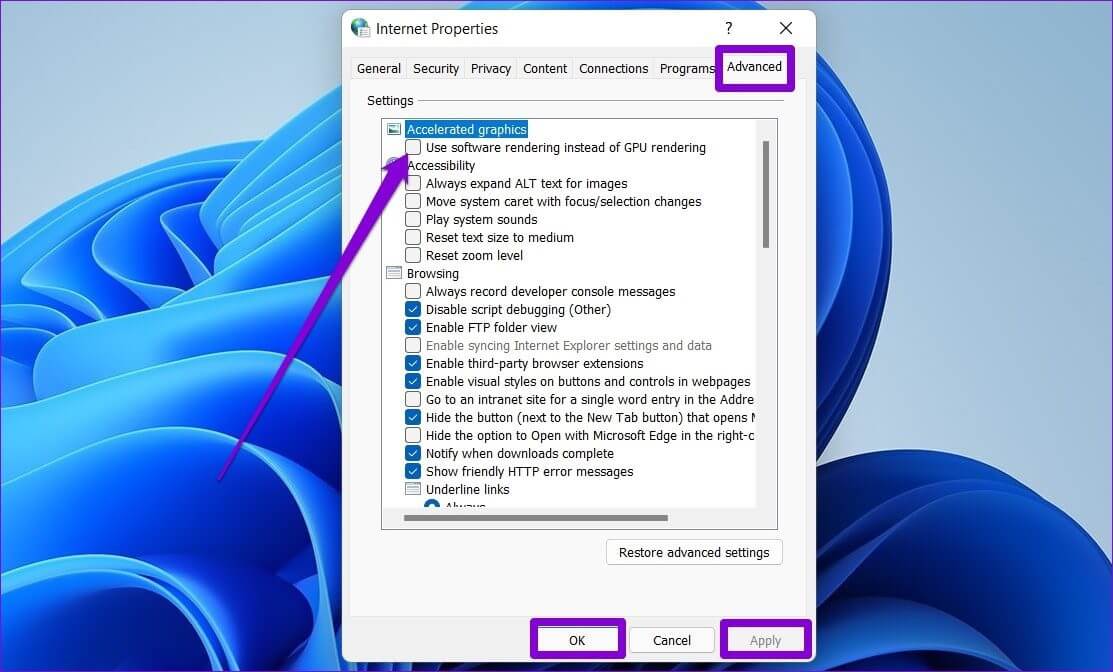 Use-Software-Rendering-on-Windows أفضل 7 طرق لإصلاح عدم تشغيل مقاطع الفيديو على Windows 11