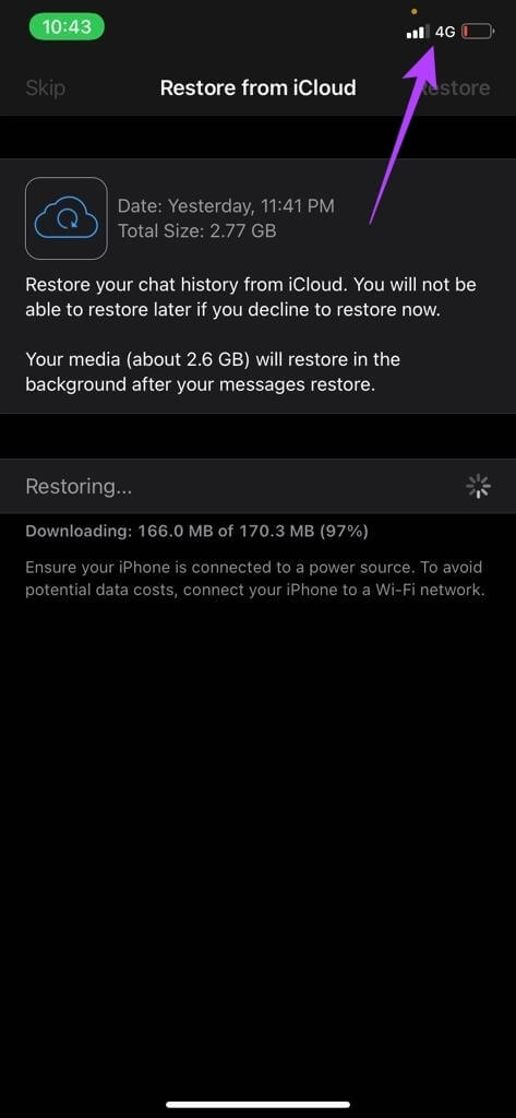 Whatsapp-restore-1 أفضل 9 طرق لإصلاح عدم استعادة نسخة WhatsApp الاحتياطية على iPhone