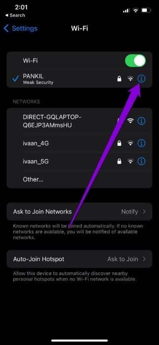 WiFi-Properties-iPhone-1 أفضل 7 طرق لإصلاح عدم عمل Google Chrome على iPhone