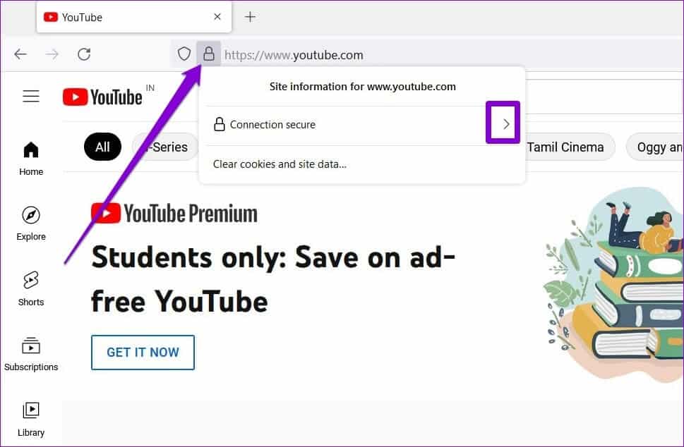 YouTube-Site-Permissions أهم 7 طرق لإصلاح عدم تشغيل مقاطع الفيديو على Firefox