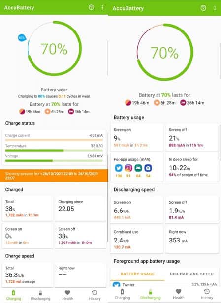accubattery-charging-and-discharging-tab كيفية التحقق من صحة البطارية على Android