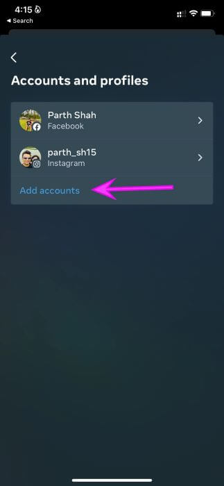 add-new-account-Cant-Share-My-Facebook-Post-to-Instagram إصلاح عدم مشاركة منشورات Facebook على Instagram