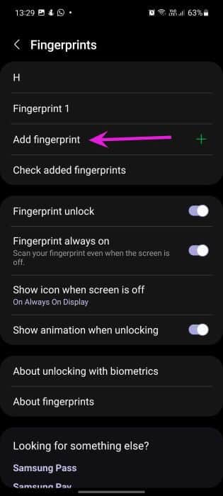 add-new-fingerprint-fix-fingerprint-scanner-not-working-on-galaxy-phones أفضل 8 طرق لإصلاح عدم عمل الماسح الضوئي لبصمات الأصابع على هواتف Samsung Galaxy