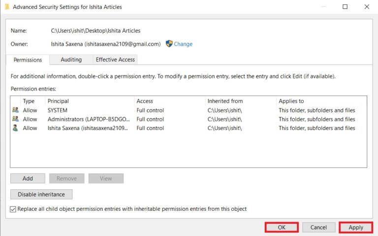 advanced-security-settings-window-1-1-768x479-1 كيفية تغيير أذونات الملفات في نظام التشغيل Windows 10
