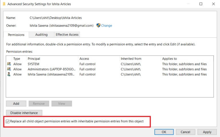 advanced-security-settings-window-768x479-1 كيفية تغيير أذونات الملفات في نظام التشغيل Windows 10