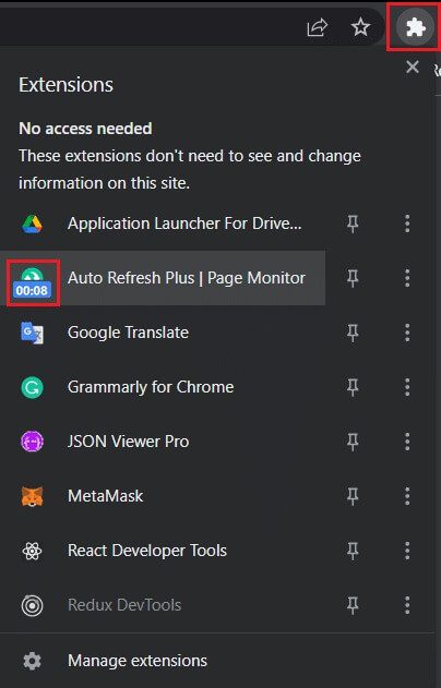 auto-refresh-plus-page-monitor-extension-countdown-timer-started-in-google-chrome كيفية تحديث Google Chrome تلقائيًا