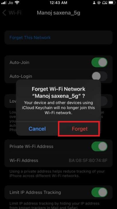 choose-forget إصلاح خطأ فشل التحقق عند الاتصال بخادم معرف Apple