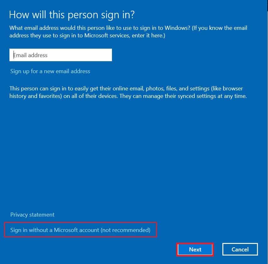 choose-sign-in-without-a-microsoft-account-not-rec كيفية تغيير Chrome كمتصفح افتراضي
