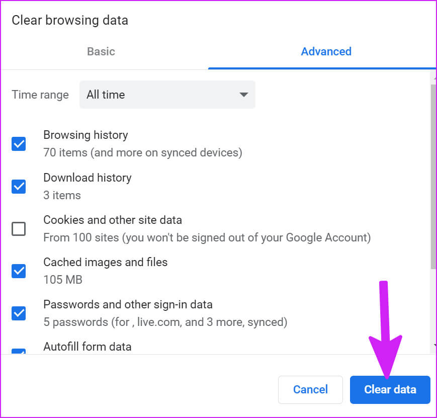clear-chrome-data-fix-page-crash-in-google-chrome 9 أفضل الطرق لإصلاح خطأ تعطل الصفحة في Google Chrome