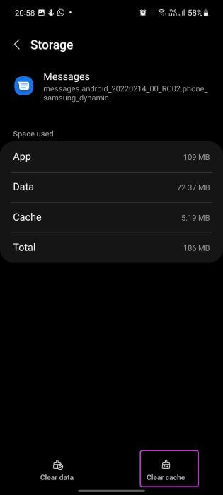clear-messages-cache أفضل 10 طرق لإصلاح عدم عمل تطبيق رسائل Android
