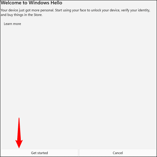 click-get-started كيفية استخدام Windows Hello Webcam لتسجيل الدخول على Windows 11