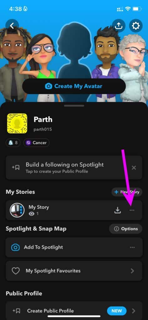 click-more-hide-story-from-someone-on-snapchat-473x1024-1 كيفية إخفاء قصتك عن شخص ما على Snapchat