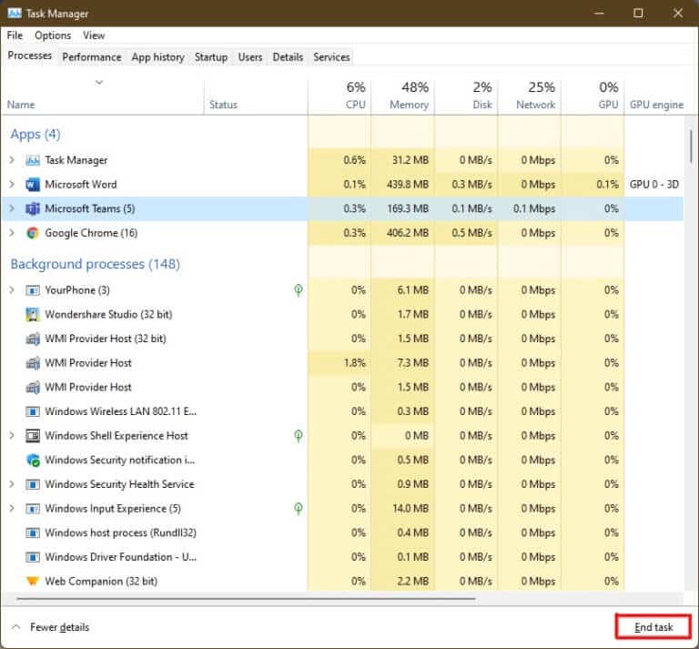 click-on-end-task-in-the-bottommost-pane-to-quit-t-768x713-1 كيفية فرض إنهاء برنامج على Windows 11