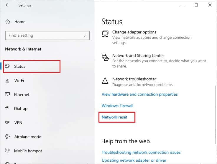 click-on-network-reset-under-status-1 إصلاح خطأ اتصال الشبكة 0x00028002