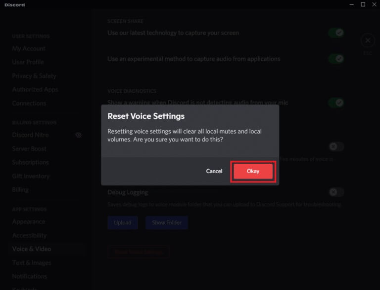 click-on-okay-to-confirm-the-prompt-768x588-1 كيفية إصلاح مشكلة تأخر مشاركة شاشة Discord