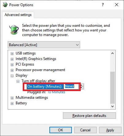 click-on-on-battery إصلاح عدم عمل سطوع Windows 10