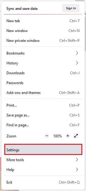 click-on-settings-from-the-drop-down إصلاح Firefox قيد التشغيل بالفعل