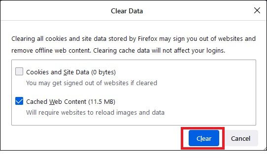 click-on-the-clear-button إصلاح Firefox قيد التشغيل بالفعل