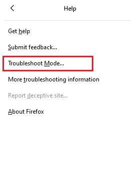 click-on-troubleshoot-mode إصلاح Firefox قيد التشغيل بالفعل