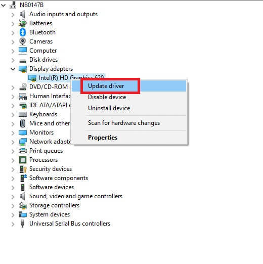 click-on-update-driver إصلاح عدم عمل سطوع Windows 10