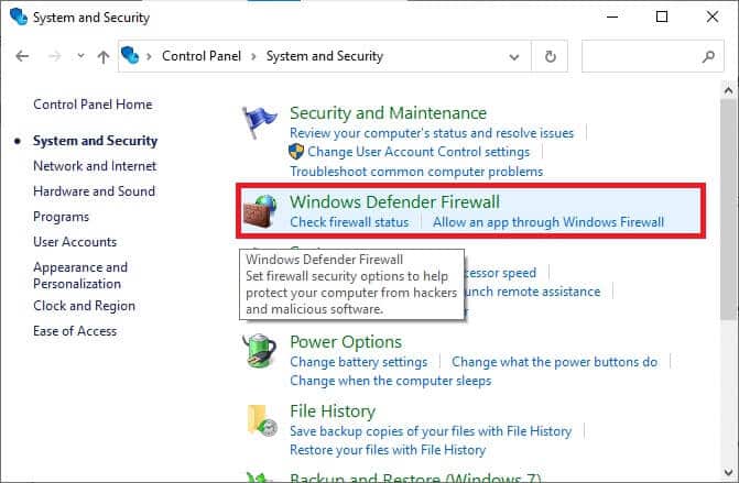 click-on-windows-defender-firewall كيفية إصلاح مشكلة تأخر مشاركة شاشة Discord