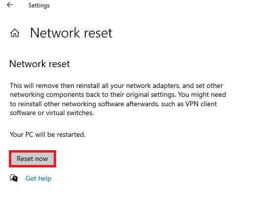 confirm-the-prompt-by-clicking-on-reset-now كيفية إصلاح مشكلة تأخر مشاركة شاشة Discord