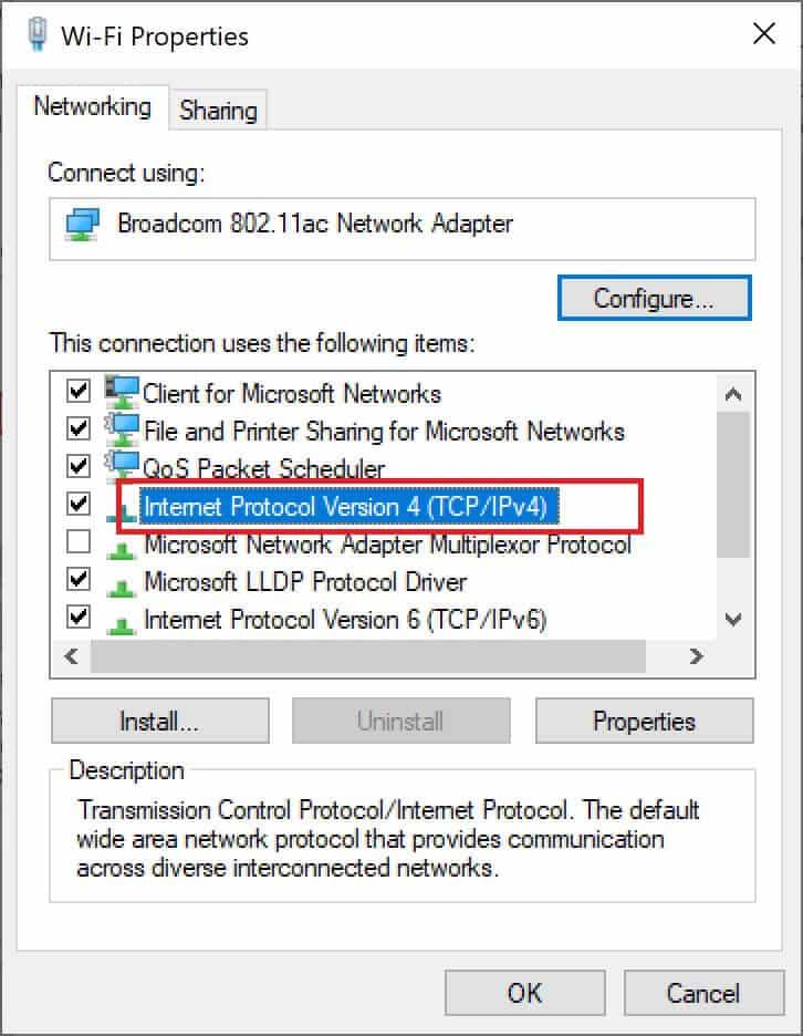 double-click-on-internet-protocol-version-4-tcp-i كيفية استكشاف مشكلات اتصال الشبكة وإصلاحها على Windows 10