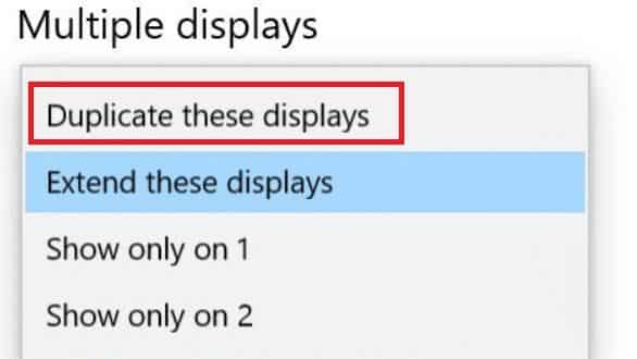 duplicate-this-display-option- كيفية تكرار الشاشة على نظام التشغيل Windows 10