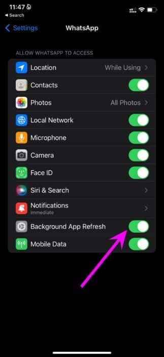 enable-background-app-refresh-for-whatsapp-fix-whatsapp-not-sending-videos-473x1024-1 أفضل 8 طرق لإصلاح عدم إرسال WhatsApp لمقاطع فيديو على iPhone و Android