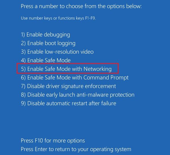 enable-safe-mode-with-networking-is-highlighted-in-1 إصلاح خطأ 0x8007000d في تحديث Windows