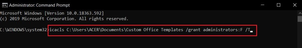 enter-the-icacls-command-in-cmd-1024x163-1 كيفية تغيير أذونات الملفات في نظام التشغيل Windows 10