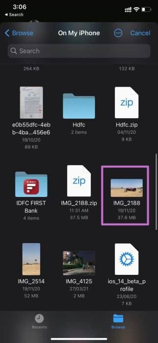 find-video-from-files أفضل 8 طرق لإصلاح عدم إرسال WhatsApp لمقاطع فيديو على iPhone و Android
