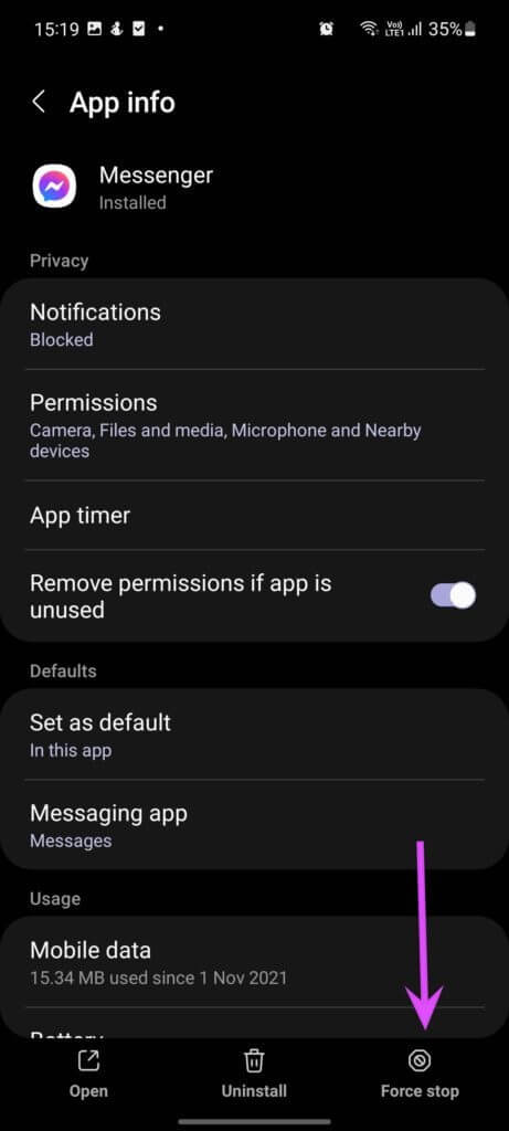 force-stop-messenger-Facebook-Messenger-Story-Not-Showing-461x1024-1 أهم 9 طرق لإصلاح عدم ظهور قصة Facebook Messenger على iPhone و Android