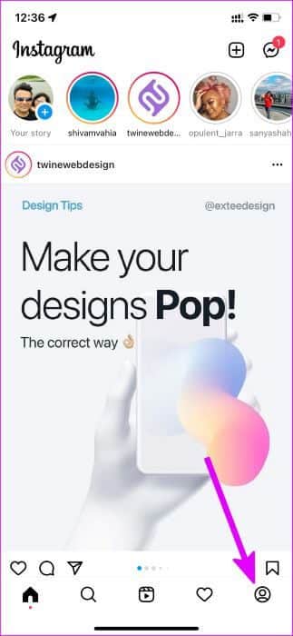 go-to-accounts-menu-fix-instagram-add-yours-sticker-not-working أفضل 7 طرق لإصلاح عدم عمل إضافة ملصق Instagram