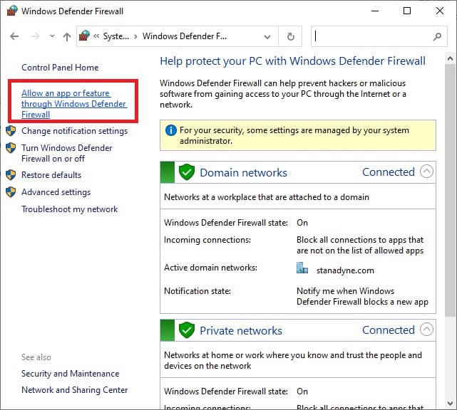 in-the-popup-window-click-on-allow-an-app-or-feat إصلاح رمز الخطأ 5003 Zoom غير قادر على الاتصال