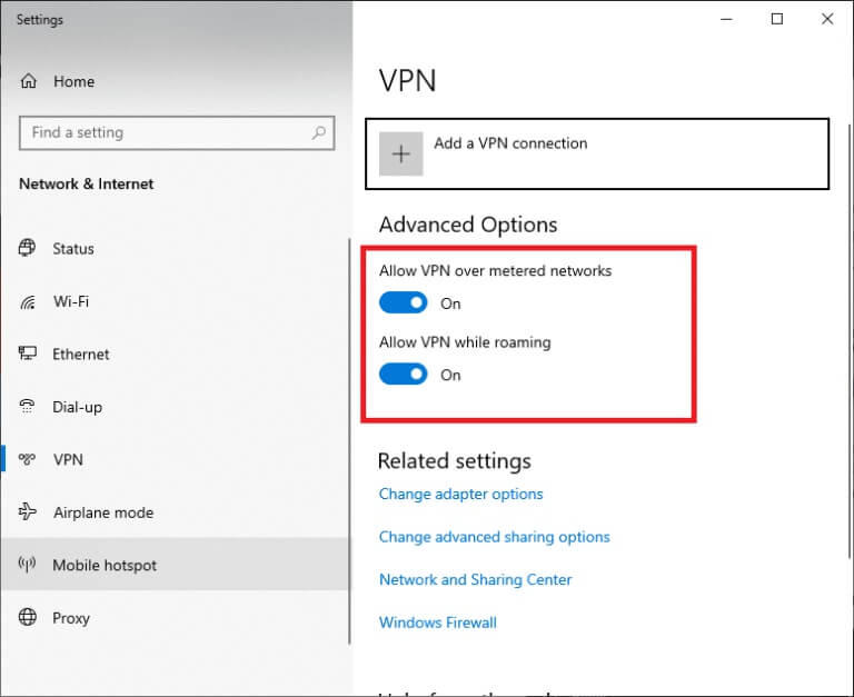in-the-settings-window-disconnect-the-active-vpn-2-768x627-1 إصلاح خطأ تغيير شبكة Microsoft Edge في Windows 10