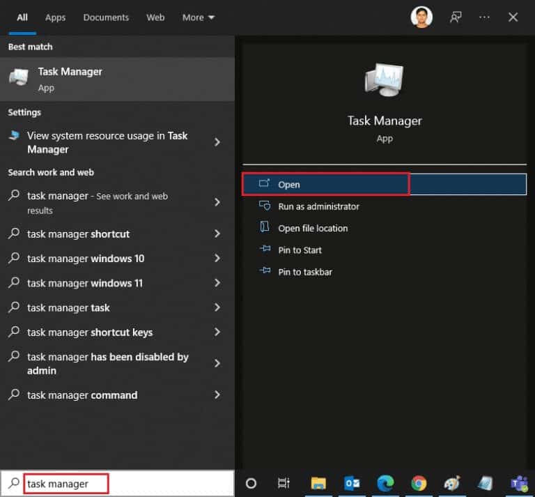 launch-task-manager-by-typing-it-in-the-search-men-768x713-1 إصلاح رمز الخطأ 5003 Zoom غير قادر على الاتصال