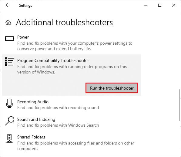 likewise-run-the-program-compatibility-troublesho إصلاح خطأ 0x8007000d في تحديث Windows